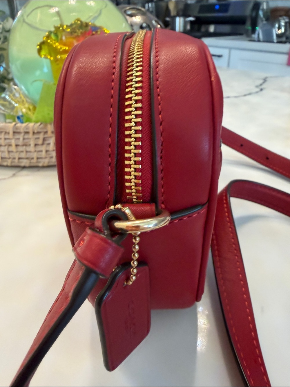 Coach Red Signature Embossed Crossbody Bag - Picture 11 of 16